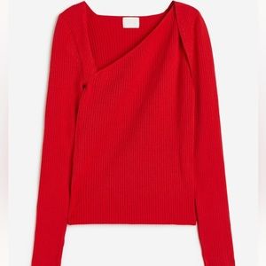 H&M Sweater with Asymmetric Neckline | Size - L | Color - Red